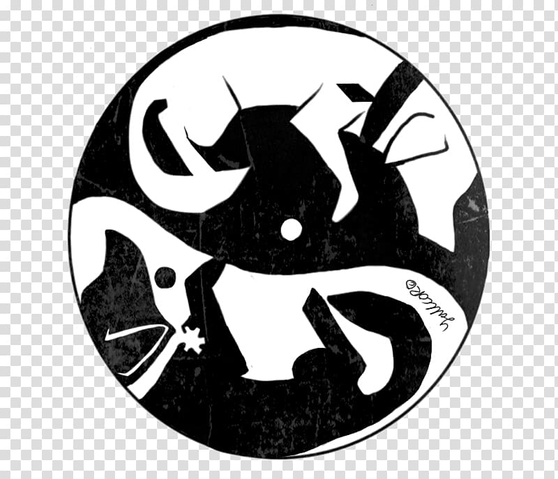 Yin and yang Black and white Drawing Dog, ying yang symbol transparent background PNG clipart