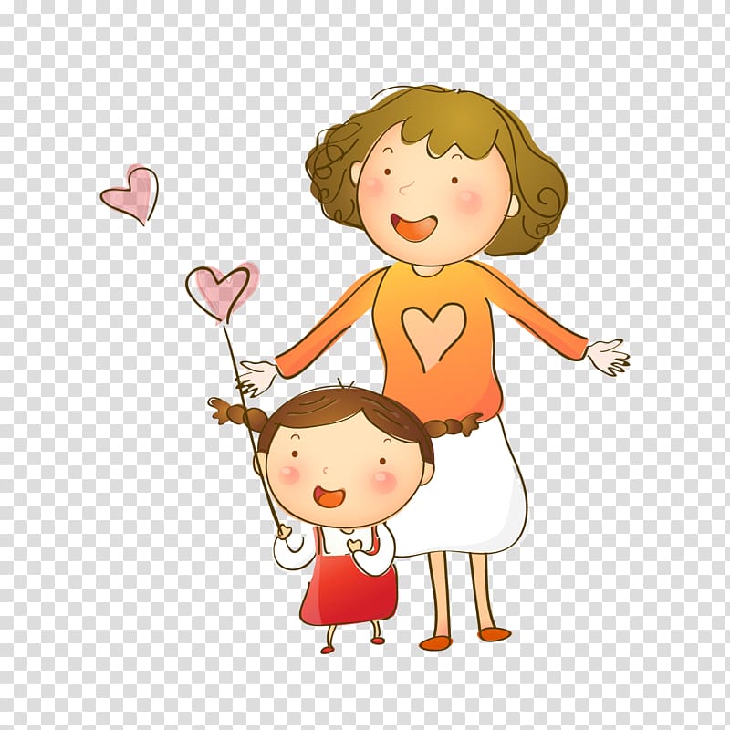 Woman Cartoon Mothers Day Illustration, Cartoon characters mothers child material cutout transparent background PNG clipart