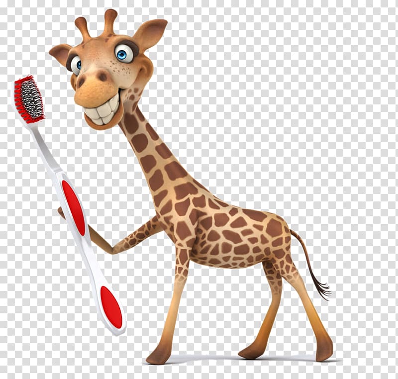 Giraffe illustration , Take the toothbrush giraffe transparent background PNG clipart