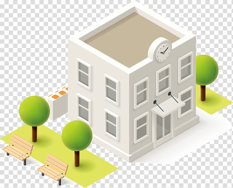 Schoolyard Isometric projection Building, Chair park transparent background PNG clipart