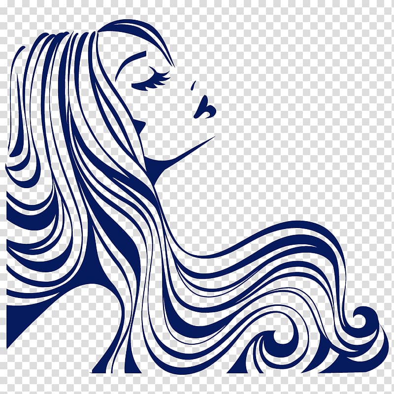 woman stencil art, Wall decal Beauty Parlour Hairdresser Sticker, long-haired transparent background PNG clipart