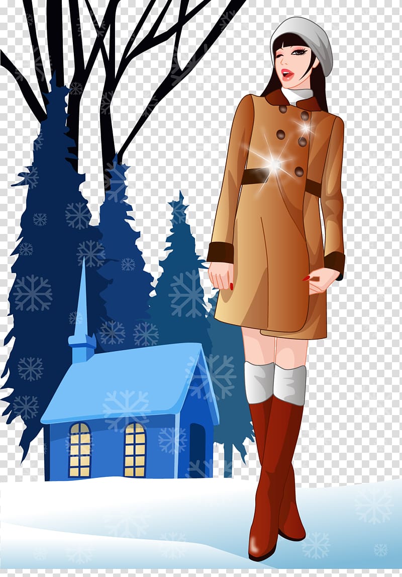 Euclidean Snow, Winter fashion beauty illustration transparent background PNG clipart