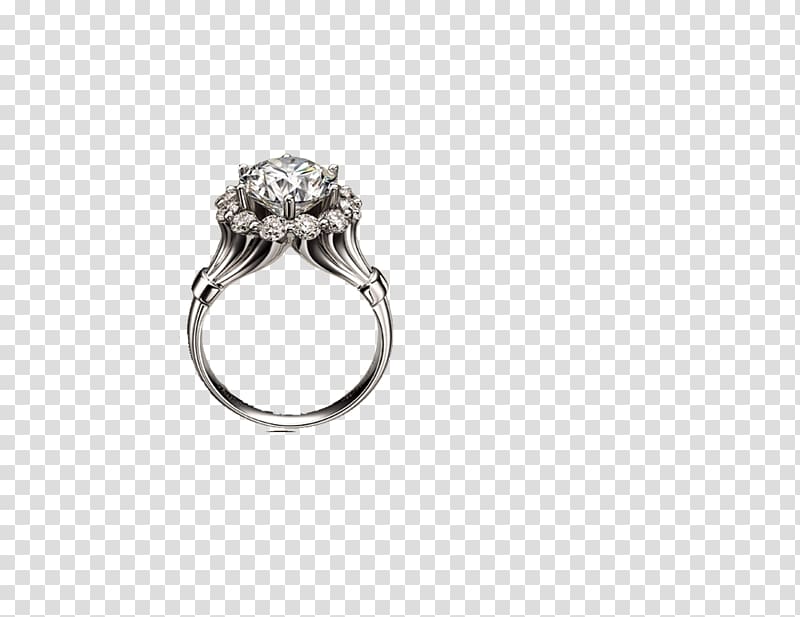 Ring Silver Body piercing jewellery Pattern, Diamond royal elegance transparent background PNG clipart