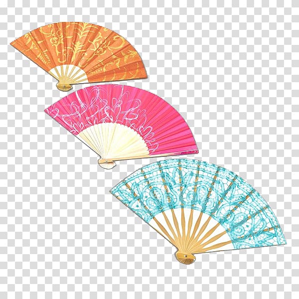 Paper Hand fan TurboSquid, Three Japanese fans transparent background PNG clipart