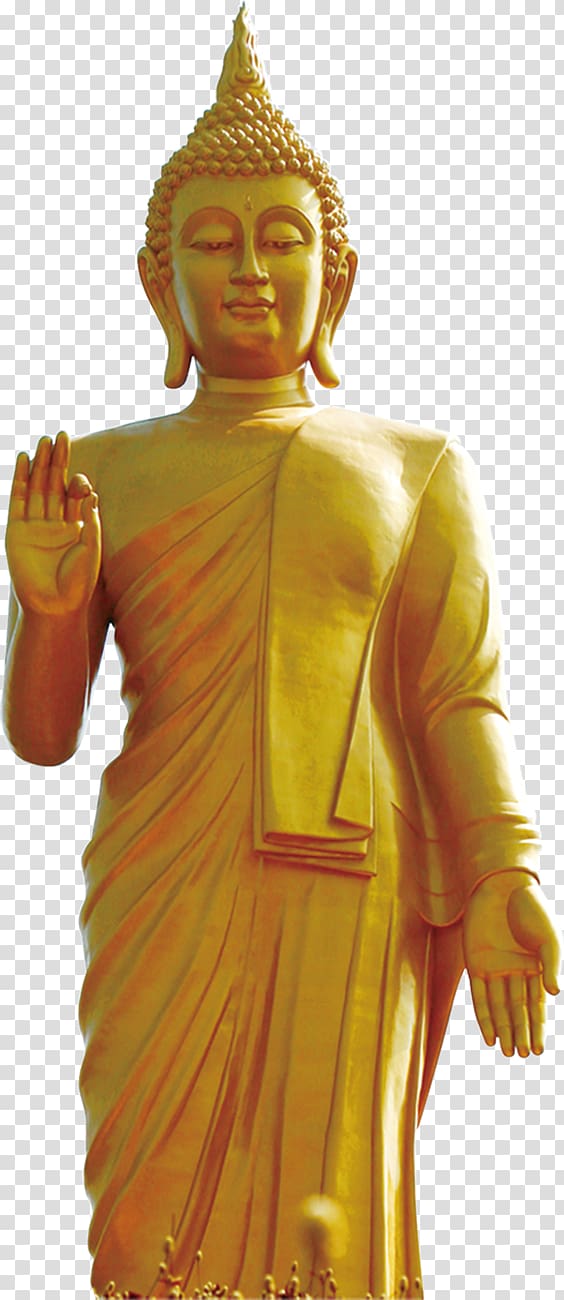 Gautama statue, Golden Buddha Grand Buddha at Ling Shan Gautama Buddha Standing Buddha Daibutsu, Golden Buddha transparent background PNG clipart
