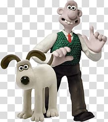 smiling man beside gray dog illustration, Wallace and Gromit transparent background PNG clipart