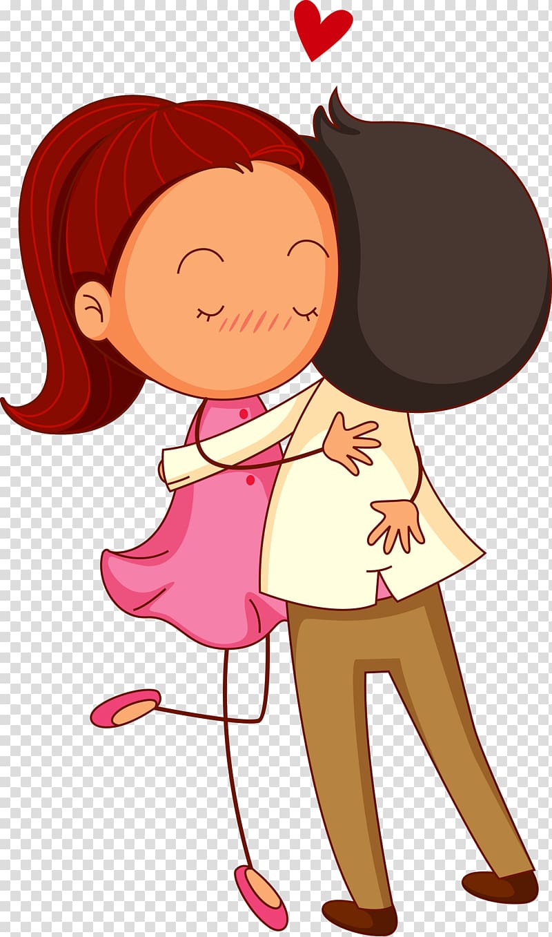 cartoon boy and girl hugging