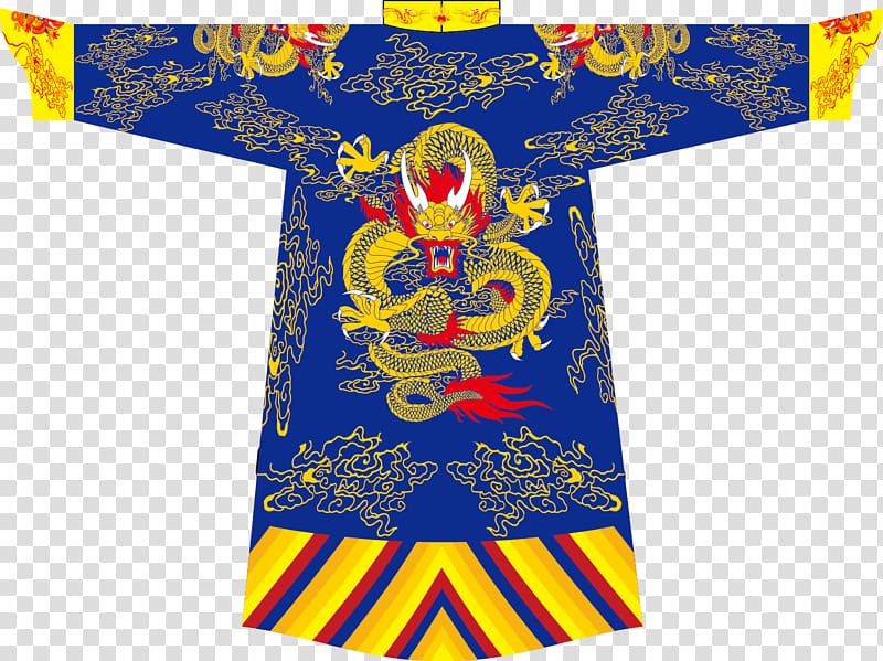 T-shirt Dragon robe, Blue Dragon material transparent background PNG clipart