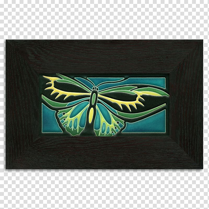Motawi Tileworks Monarch butterfly Art Nouveau Tiles, turquoise butterfly transparent background PNG clipart