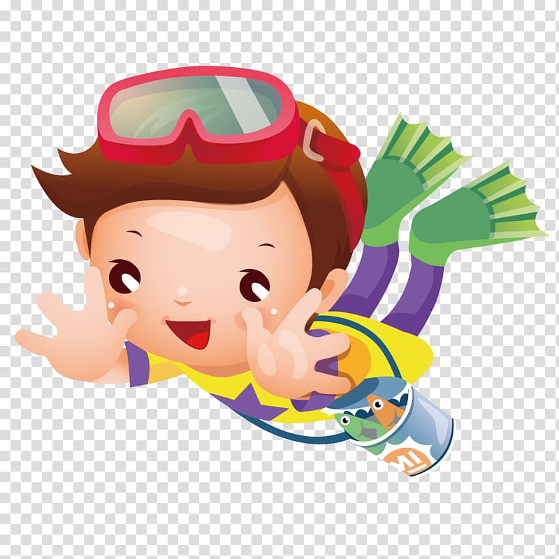 Illustration, Under the sea to catch fish transparent background PNG clipart
