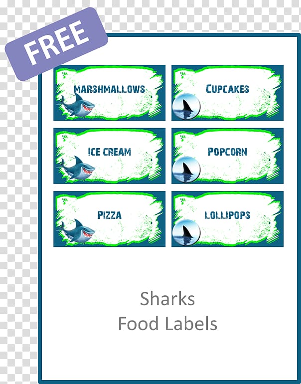 Shark Paper Label Party Birthday, save the date ticket transparent background PNG clipart