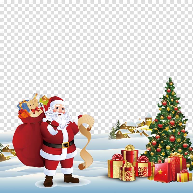 Santa Claus Christmas tree Greeting card Gift, Christmas promotional posters transparent background PNG clipart