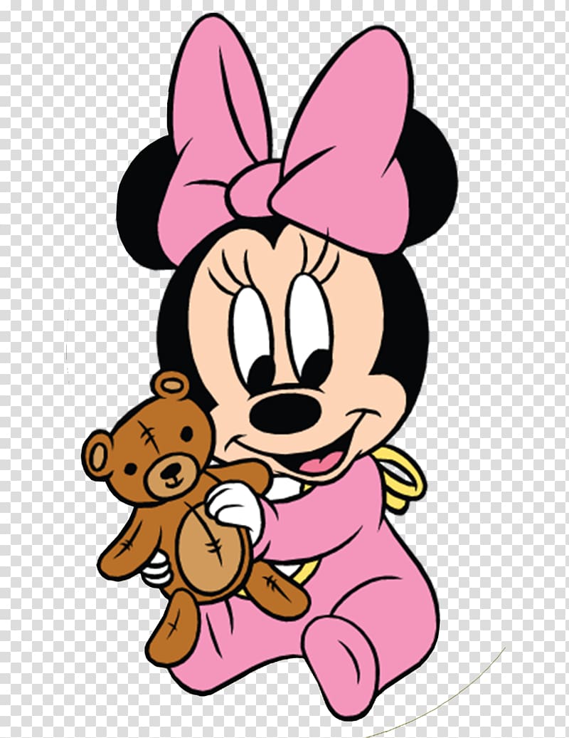 Minnie Mouse Mickey Mouse Infant , Minnie Mouse Baby, of Minnie Mouse holding teddy bear transparent background PNG clipart