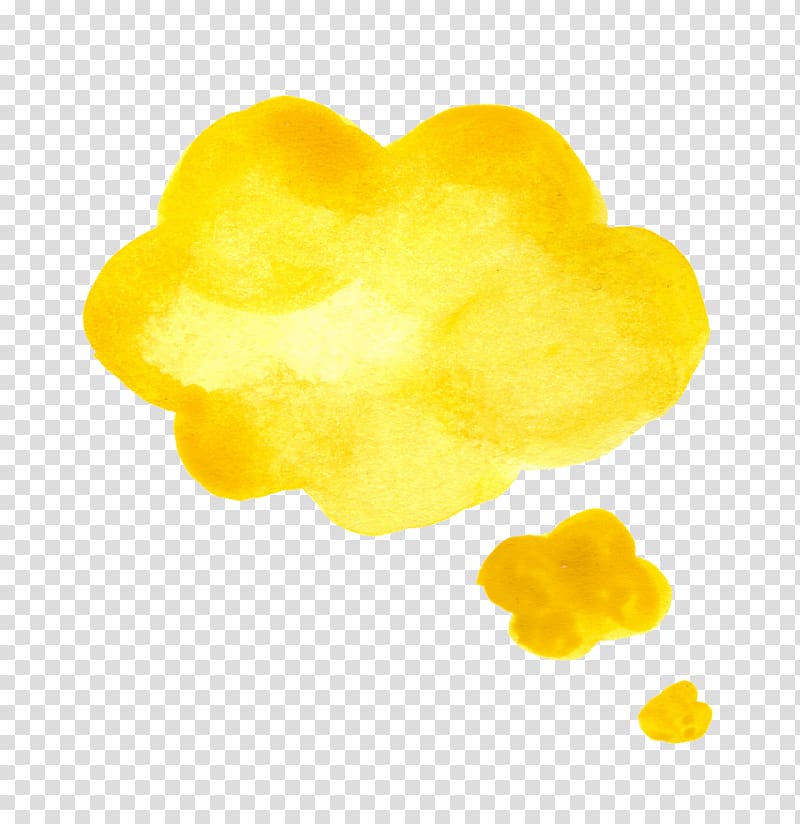 yellow cloud text box, Yellow Watercolor painting Speech balloon, speech bubbles transparent background PNG clipart