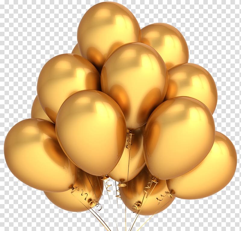 gold balloons, Balloon Gold Birthday Party , balloons transparent background PNG clipart