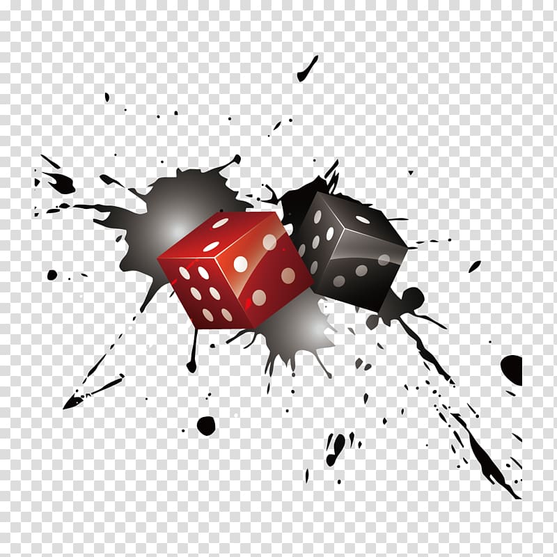 red and back dices illustration, Graphic design Ink brush, Ink and dice transparent background PNG clipart