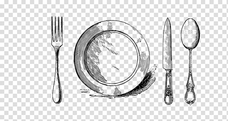 plate knife and fork clipart