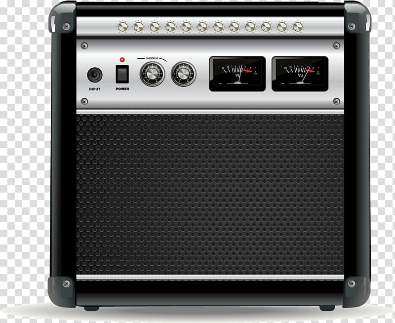 Guitar amplifier Microphone Electric guitar, painted radio transparent background PNG clipart