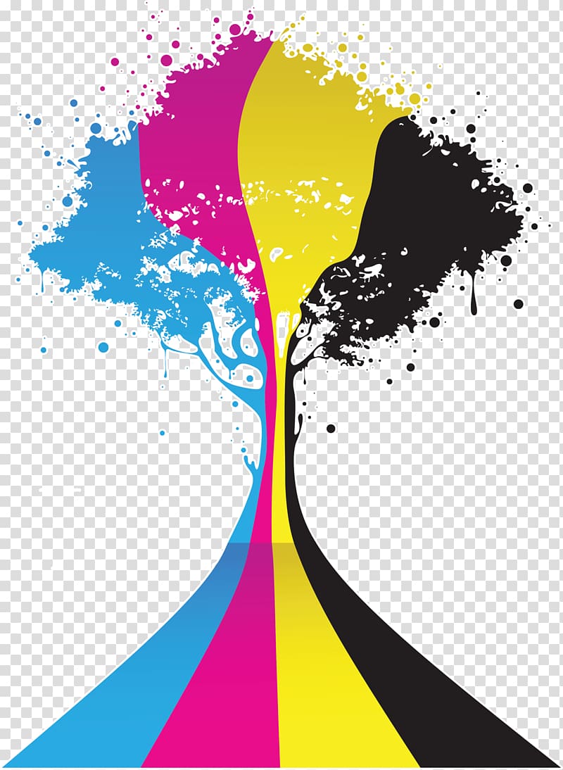 multicolored tree , CMYK color model RGB color model, colours transparent background PNG clipart