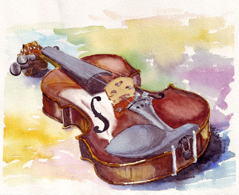 Violin Watercolor! Watercolor painting Cello, violin transparent background PNG clipart