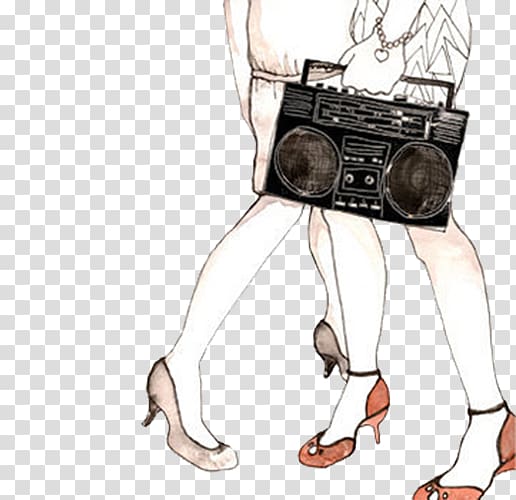 Artist Blog Illustrator Illustration, Woman holding a radio lower body transparent background PNG clipart