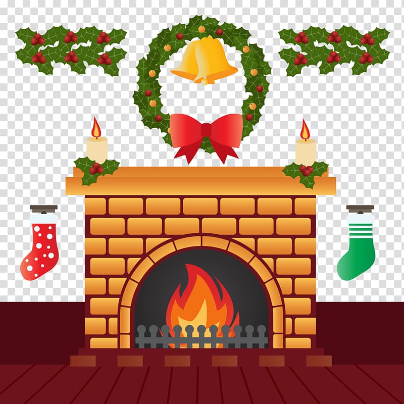 Furnace Christmas Fireplace Chimney Illustration, Christmas fireplace elements transparent background PNG clipart