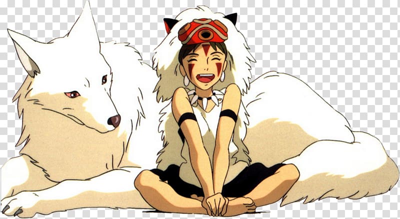 wolf and woman illustration, San Studio Ghibli Ashitaka Film, ghibli transparent background PNG clipart