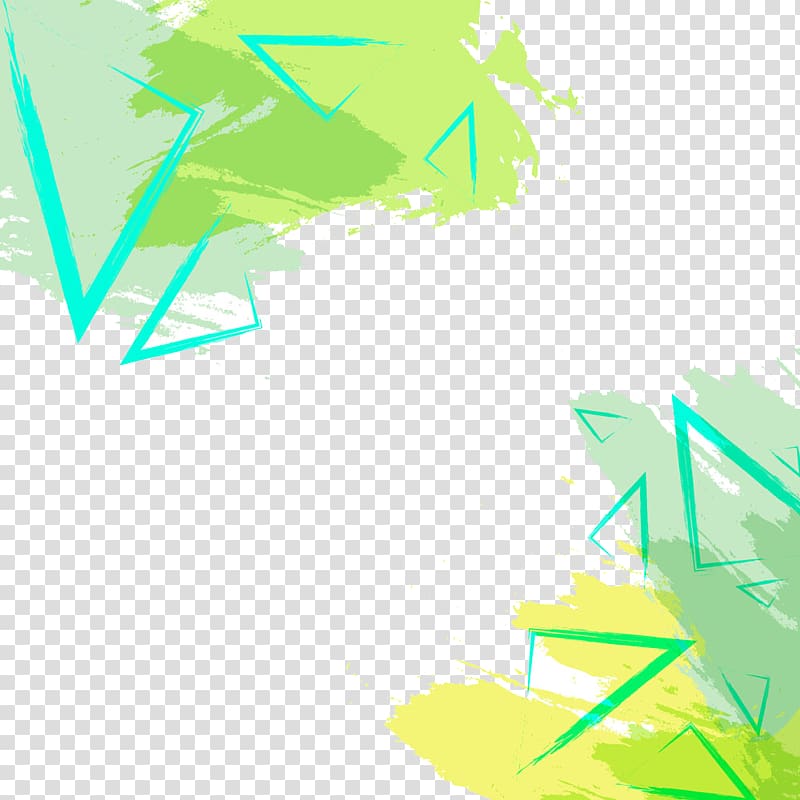 green watercolor brush strokes triangle transparent background PNG clipart