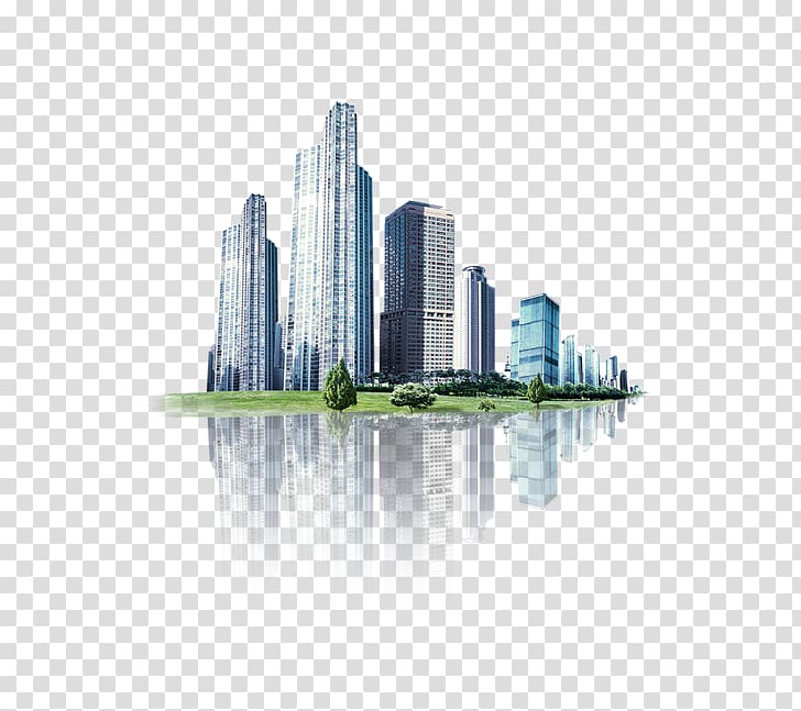 city buildings illustration, Huangjiang, Guangdong High-rise building Architectural engineering City, City reflection transparent background PNG clipart