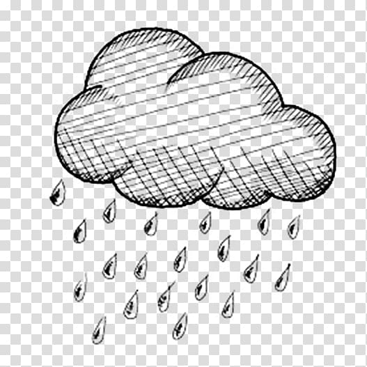hand drawn rain clouds simple strokes transparent background PNG clipart
