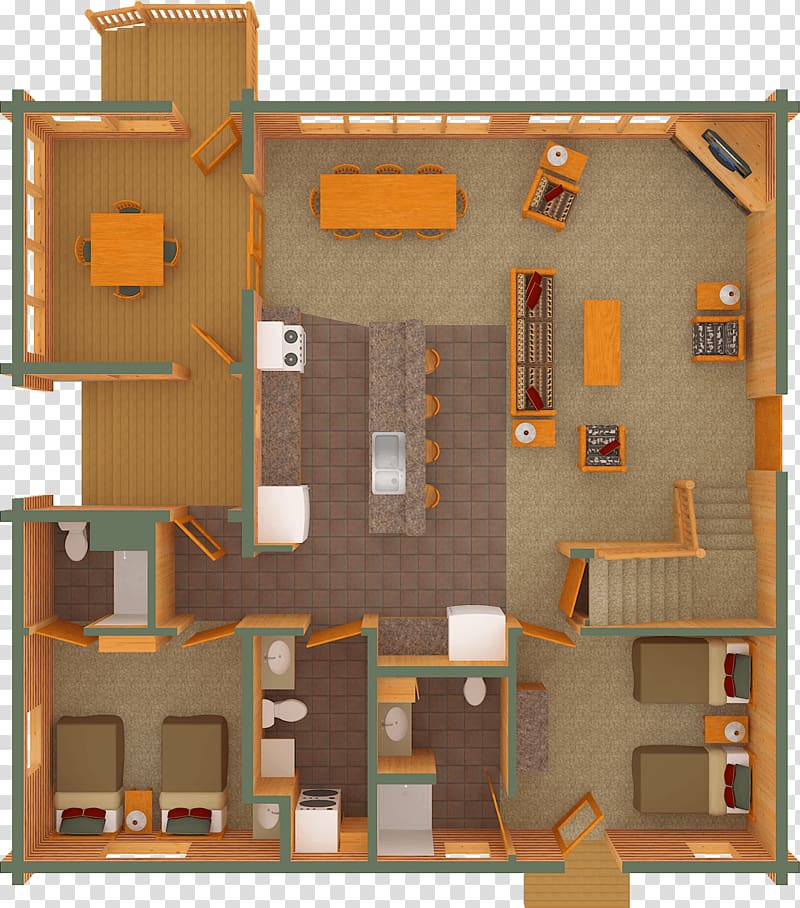 House Log cabin 3D floor plan Web3D, house transparent background PNG clipart