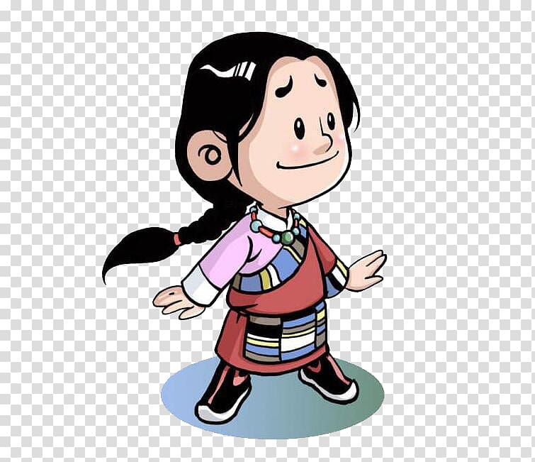 Tibetan people Cartoon Animation, Tibetan girl transparent background PNG clipart