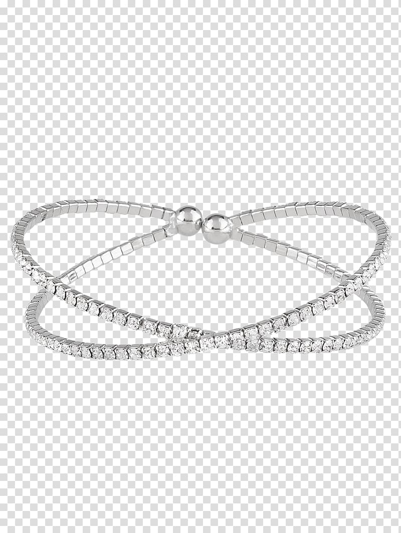 Charm bracelet Bangle Silver Jewellery, double loop necklace transparent background PNG clipart