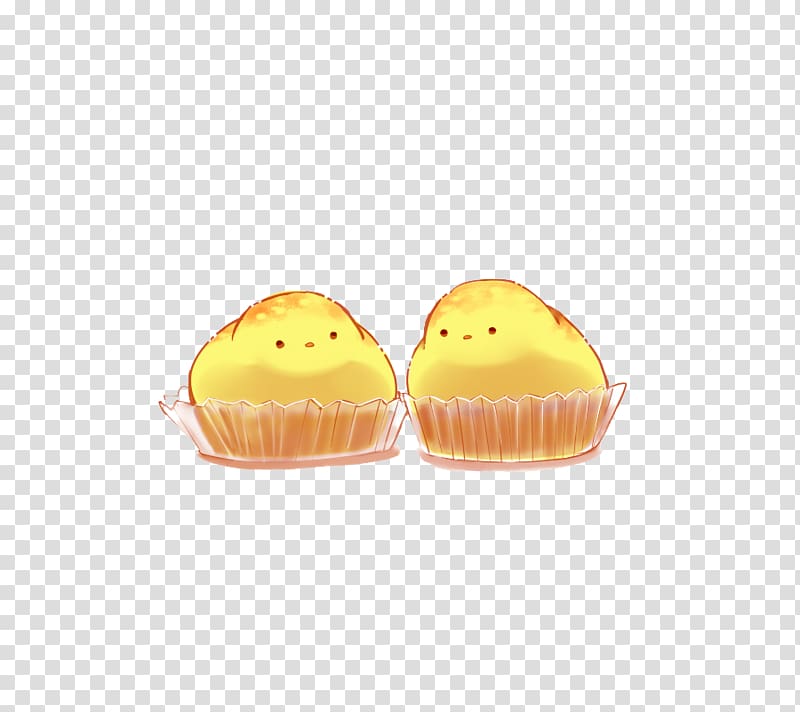 Petit four Yellow, Chick cupcakes transparent background PNG clipart