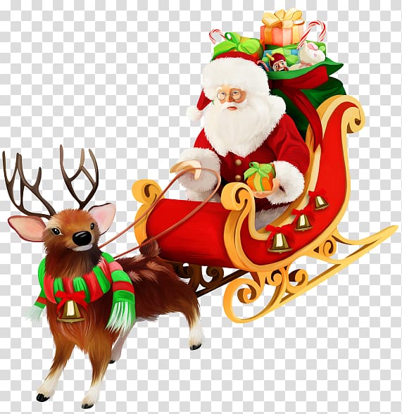 Santa Claus Village Reindeer Christmas ornament, santa claus transparent background PNG clipart