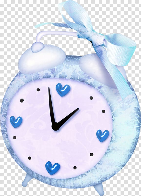 Alarm clock Blue Pendulum clock, Blue bow alarm transparent background PNG clipart