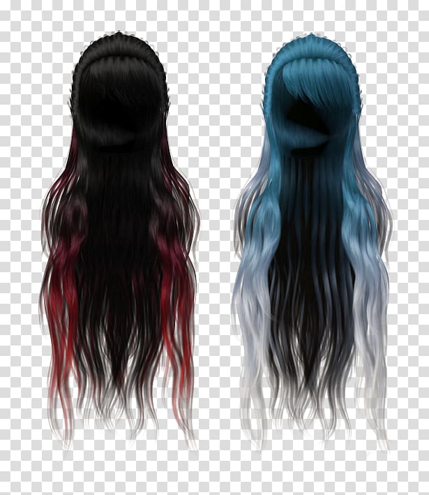 Long hair Wig Black hair Hair coloring, hair transparent background PNG clipart