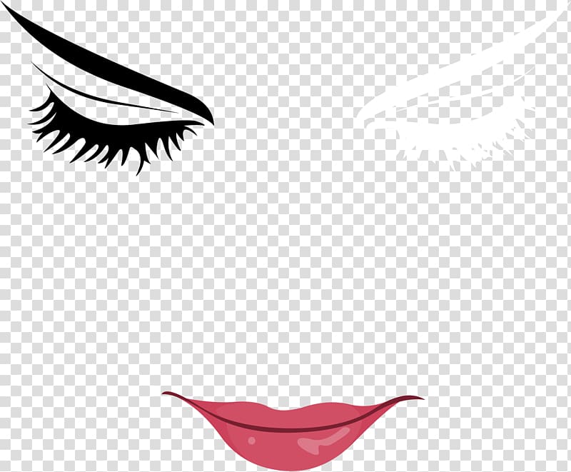 Eye and lips illustration, Woman with Eyes Closed Eyebrow , Hand ...