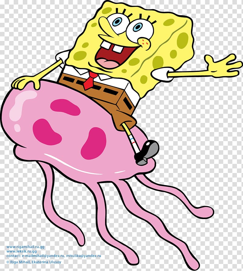 SpongeBob SquarePants riding on jellyfish , SpongeBob SquarePants: SuperSponge Patrick Star Jellyfish Drawing Cartoon, sponge transparent background PNG clipart