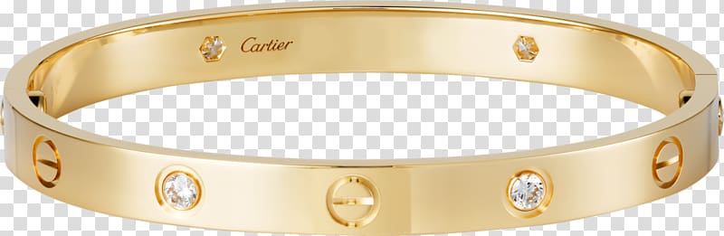 Love bracelet Cartier Gold Diamond, gold transparent background PNG clipart