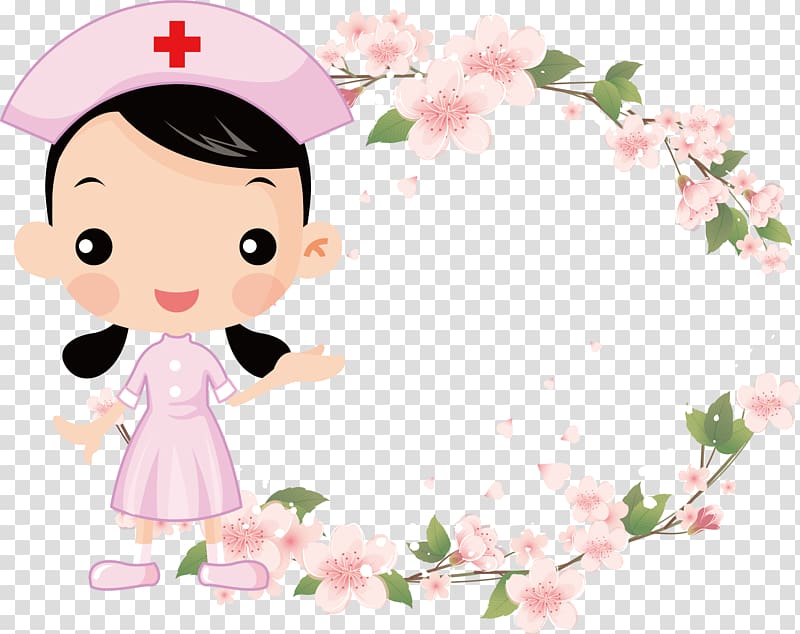 female nurse illustration, Flower frame Vintage , Nurse nurse fancy ring transparent background PNG clipart