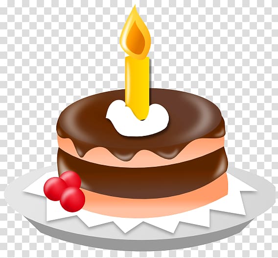 illustration of chocolate cake with candle, Birthday cake Cupcake Chocolate cake , Small Chocolate Cake transparent background PNG clipart
