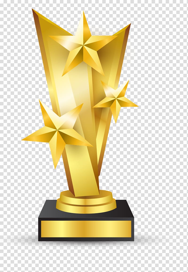 gold trophy with star accent illustration, Trophy Award International Film Festival of Kerala Cup, Gold Trophy transparent background PNG clipart