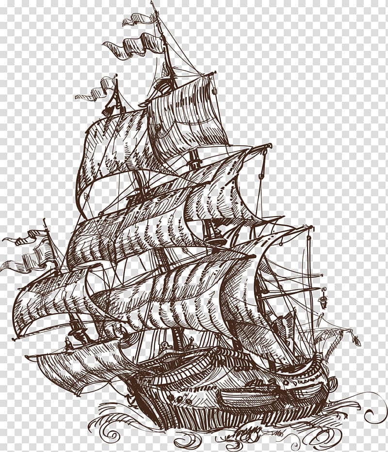 Sailing ship Watercraft Illustration, Hand-painted sailing transparent background PNG clipart