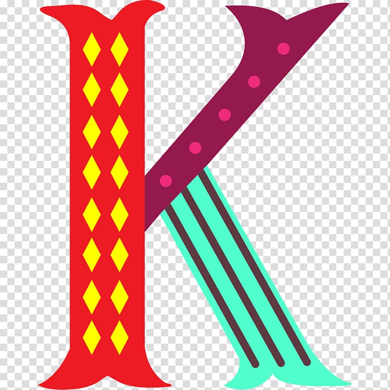 Letter K Typography Font, Color cartoon word per k transparent background PNG clipart