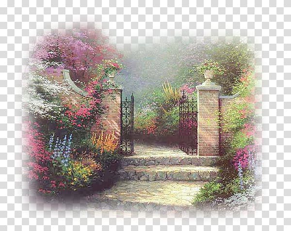 Oil painting Art Canvas Garden, Jardin transparent background PNG clipart