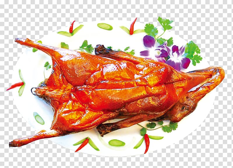 Peking duck Barbecue chicken, Tea duck transparent background PNG clipart