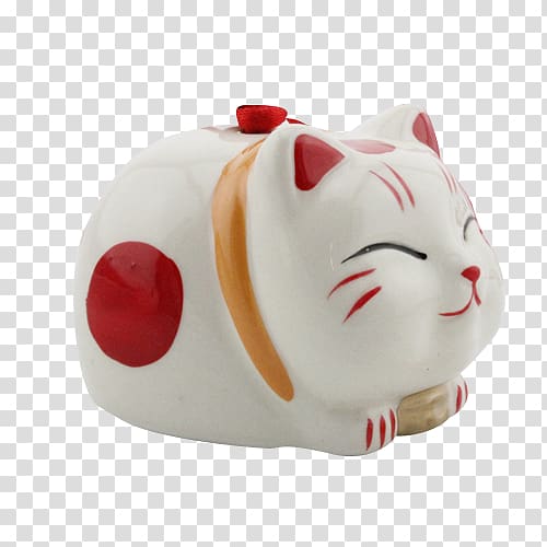 Cat Maneki-neko Ceramic, Japanese Lucky Cat with hand gift material transparent background PNG clipart