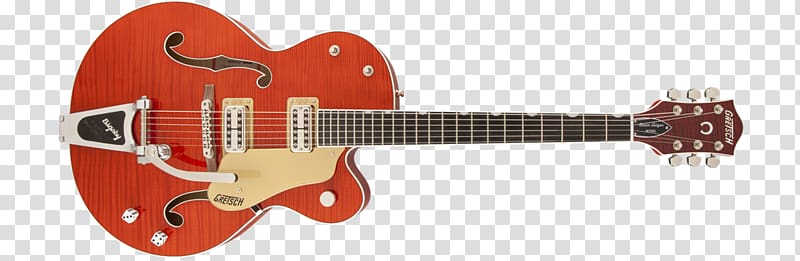 Gretsch 6120 Electric guitar Bigsby vibrato tailpiece, flame tiger transparent background PNG clipart