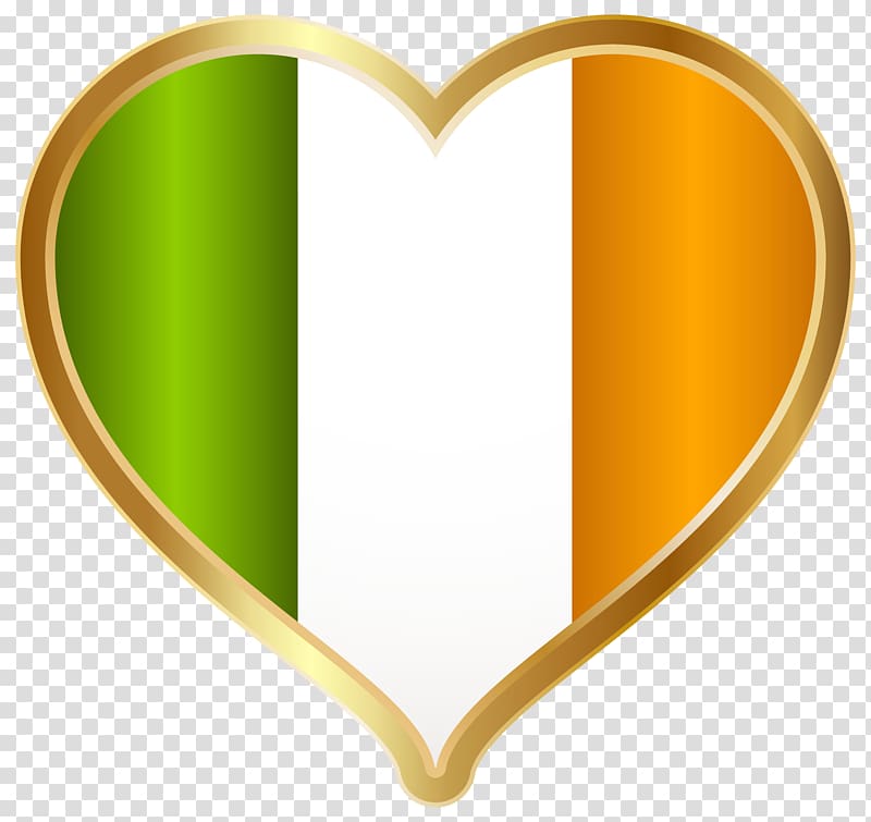 green, white, and orange striped heart logo illustration, Ireland Saint Patrick\'s Day Irish people , St Patricks Day Irish Heart transparent background PNG clipart